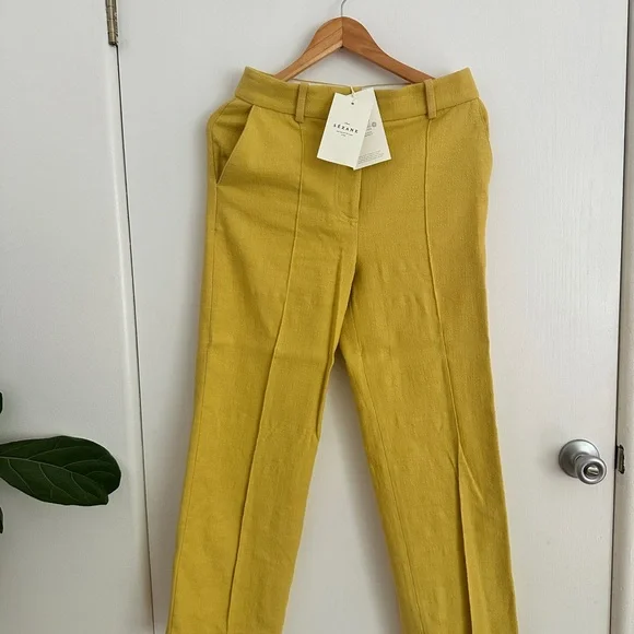 NWT Sezane Corentin Trouser in Yellow Linen (US 4) - Picture 2 of 3